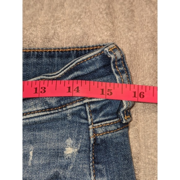 American Eagle Denim Shorts Super Stretch Distressed Cuffed Blue Size 8 - Picture 6 of 7
